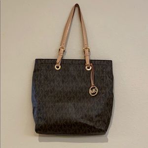 Michael Kors monogrammed brown tote